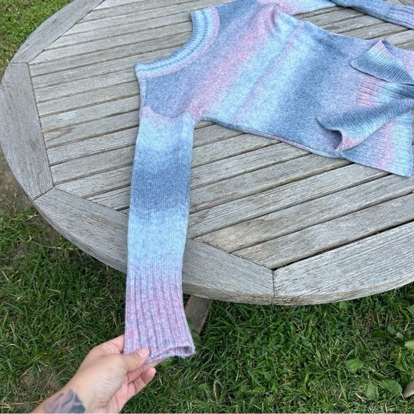 Sweater Blue Pink Cotton Candy Ombre Striped Knit size‎ small a new approach Ana - Picture 9 of 9